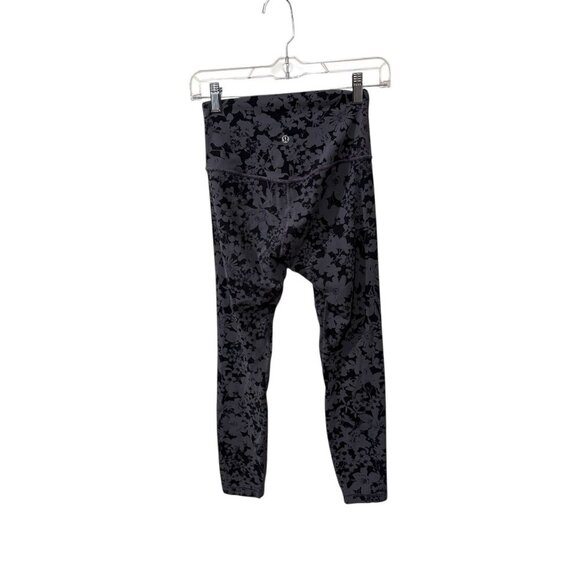 Lululemon Align High-Rise Floral Print Leggings 25" Inseam Size 4 Black/gray nul - Picture 1 of 5